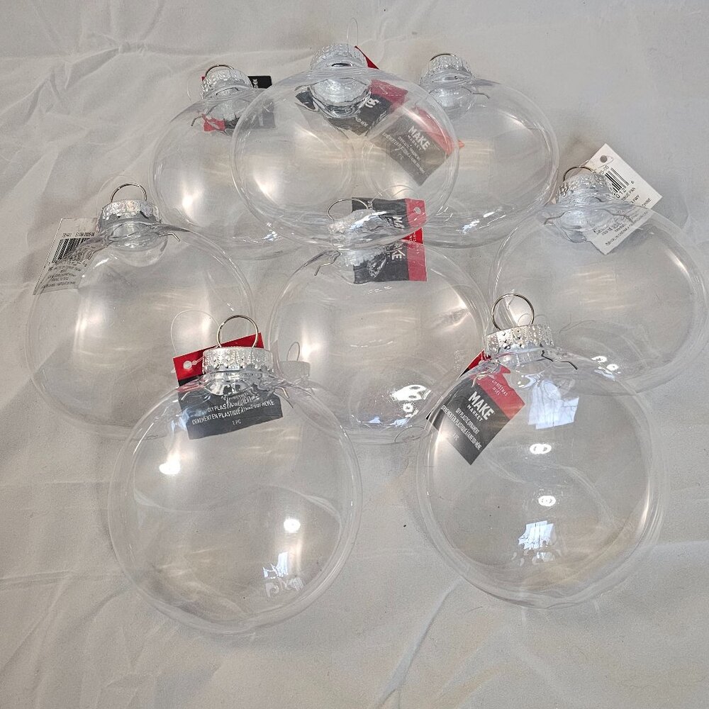 Makers Market 5" Clear Fillable Ornaments - Set of 8 BNWT